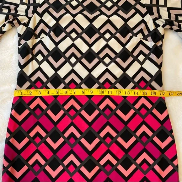 ELIZA J | HOT PINK CHEVRON SHIFT DRESS SZ 8 - Picture 11 of 14